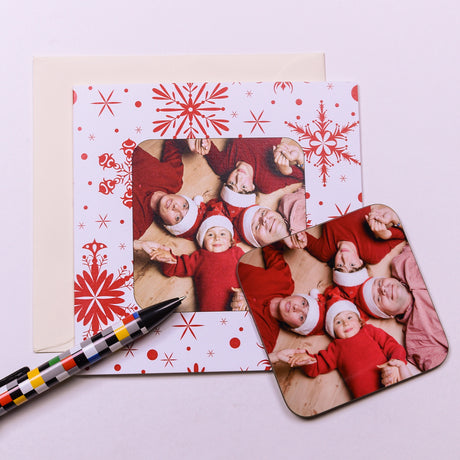 Personalised Christmas Photo Coaster Card - Greeting Cards at Gift Moments