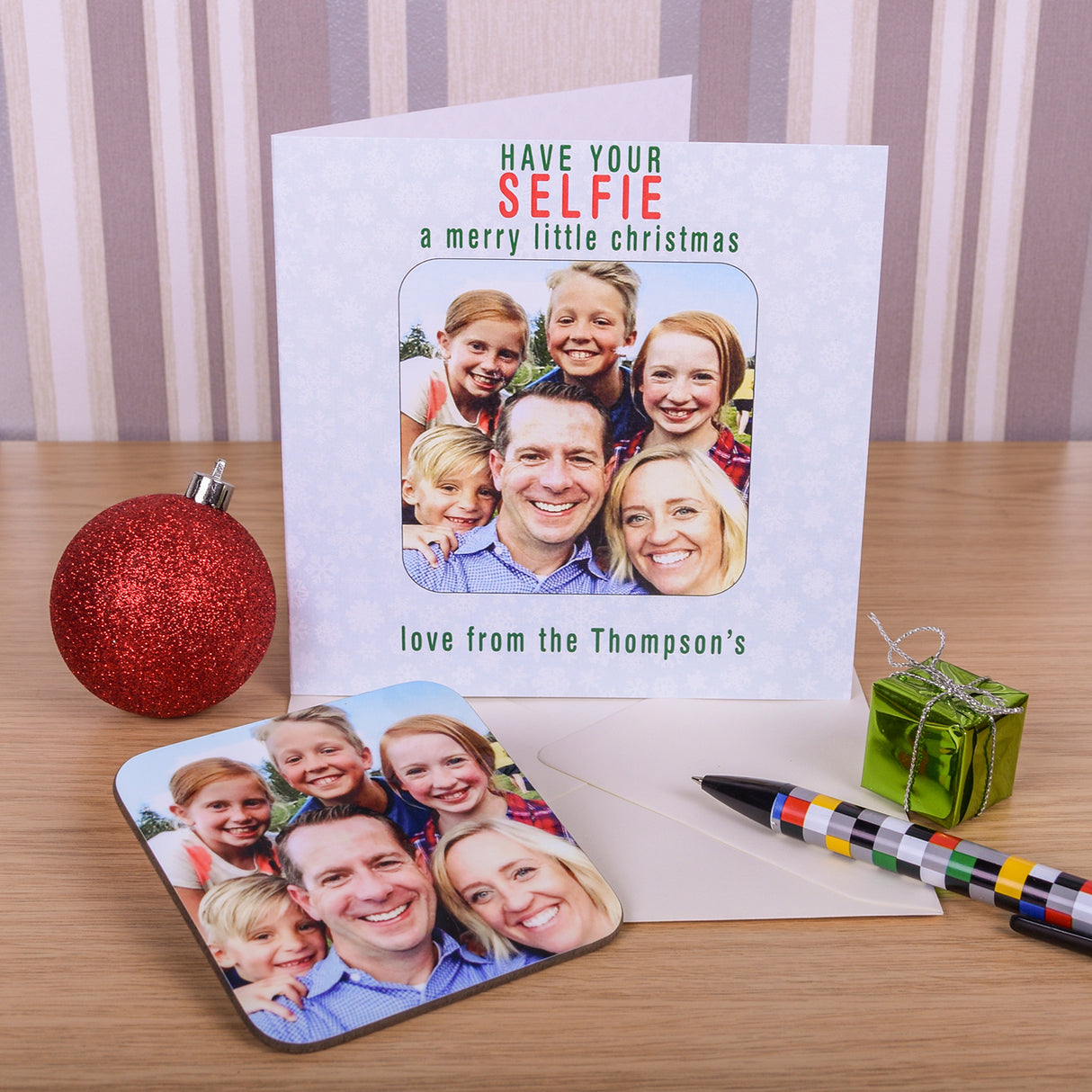 Personalised Christmas Selfie Photo Coaster Card - Greeting Cards at Gift Moments