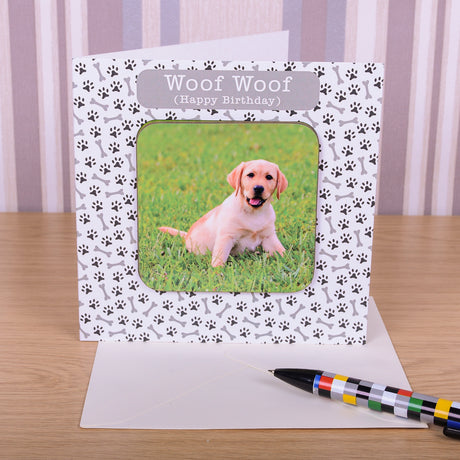 Personalised Woof Birthday Photo Coaster Card Default Title - Greeting Cards at Gift Moments