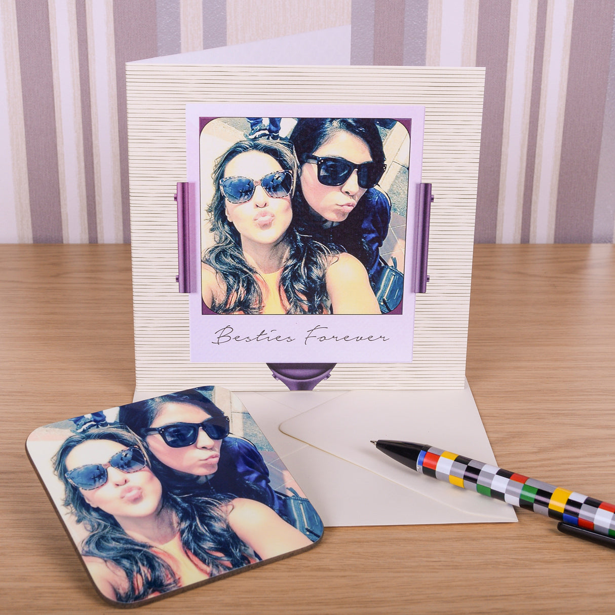 Personalised Besties Forever Photo Coaster Card - Greeting Cards at Gift Moments