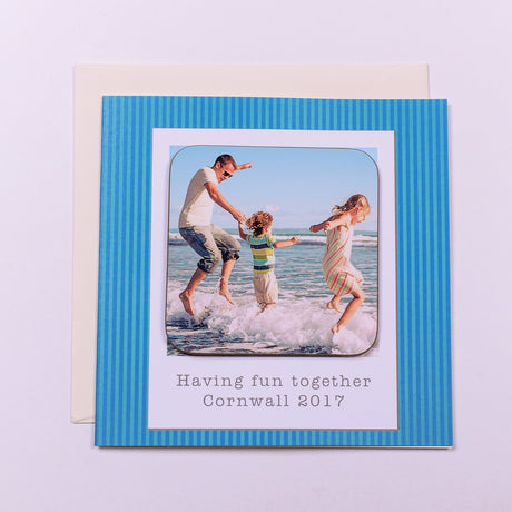 Personalised Photo Upload Blue Coaster Card - Greeting Cards at Gift Moments