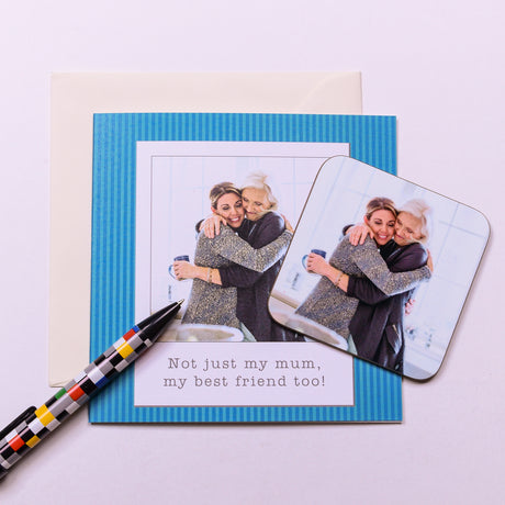 Personalised Photo Upload Blue Coaster Card - Greeting Cards at Gift Moments