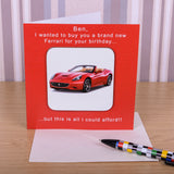 Personalised Ferrari Coaster Card Default Title - Greeting Cards at Gift Moments