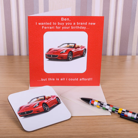 Personalised Ferrari Coaster Card - Greeting Cards at Gift Moments