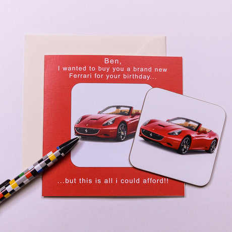 Personalised Ferrari Coaster Card - Greeting Cards at Gift Moments