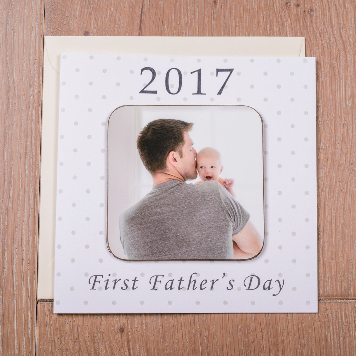 Personalised First Fathers Day Photo Coaster Card - Greeting Cards at Gift Moments