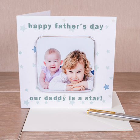 Personalised Happy Fathers Day Photo Coaster Card Our Daddy - Greeting Cards at Gift Moments