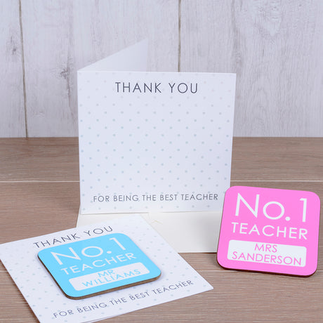 Personalised No. 1 Teacher Coaster Card - Greeting Cards at Gift Moments