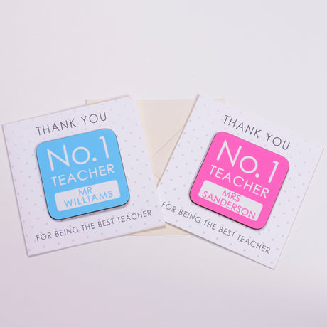 Personalised No. 1 Teacher Coaster Card - Greeting Cards at Gift Moments