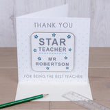 Personalised Star Teacher Coaster Card Blue - Greeting Cards at Gift Moments