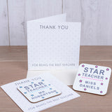 Personalised Star Teacher Coaster Card - Greeting Cards at Gift Moments