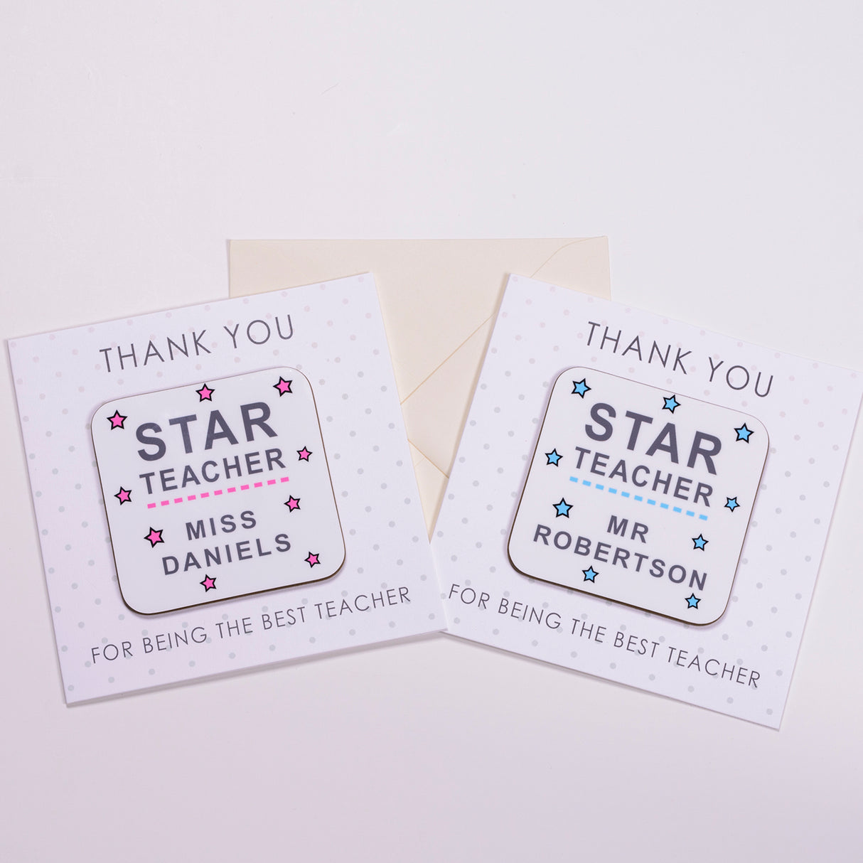 Personalised Star Teacher Coaster Card - Greeting Cards at Gift Moments