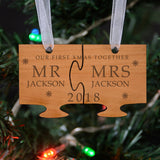 Personalised Christmas Card with Couples Jigsaw Decoration Mr & Mrs - Greeting Cards at Gift Moments