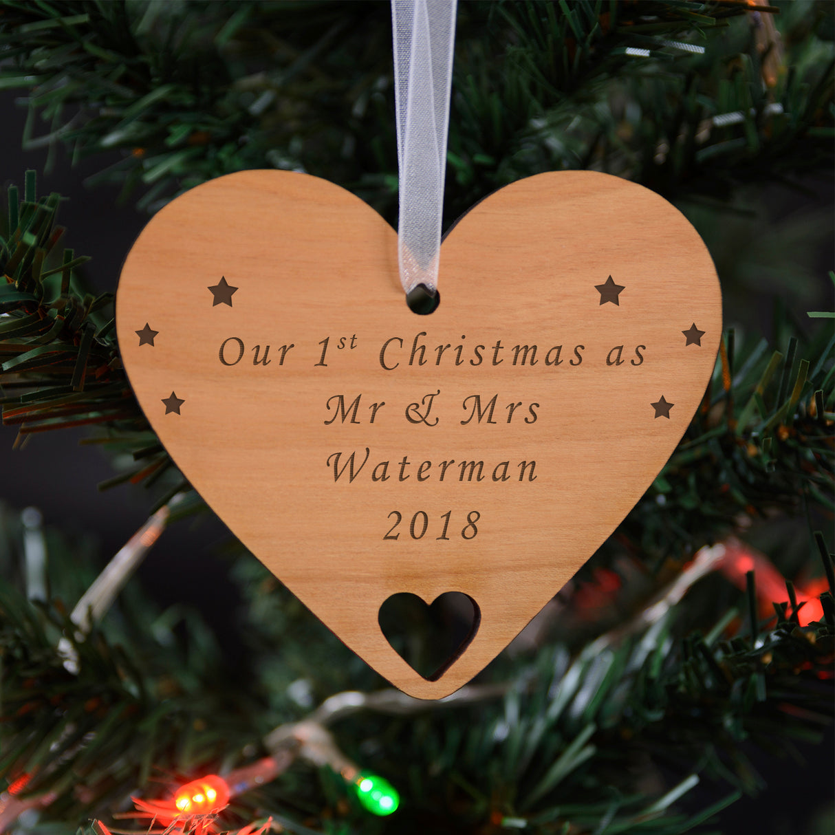 Personalised Christmas Card with Heart Decoration - Greeting Cards at Gift Moments