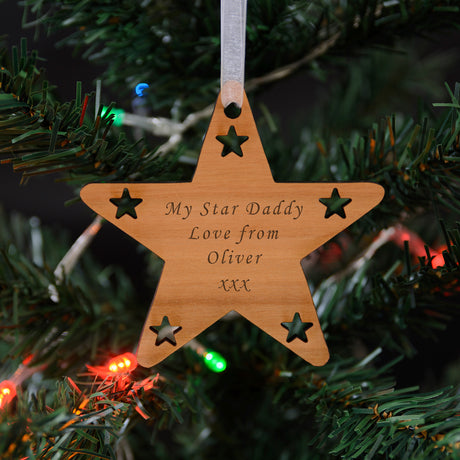 Personalised Christmas Card with Star Decoration - Greeting Cards at Gift Moments