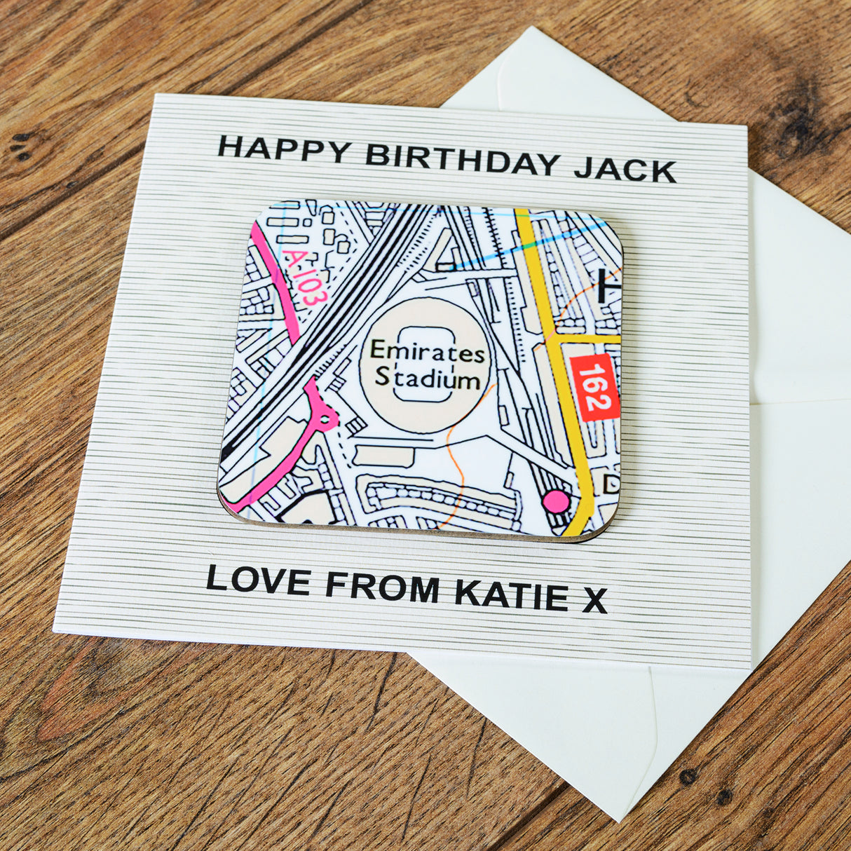 Personalised Football Stadium Coaster Cards: 1 - Greeting Cards By Gift Moments