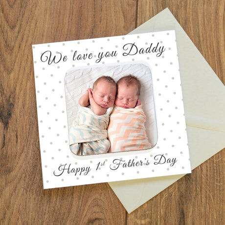 Personalised Love You Daddy Photo Upload Coaster Card We love you Daddy - Greeting Cards at Gift Moments