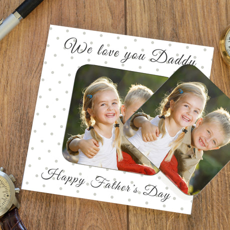 Personalised Father's Day Photo Upload Coaster Card - Greeting Cards at Gift Moments