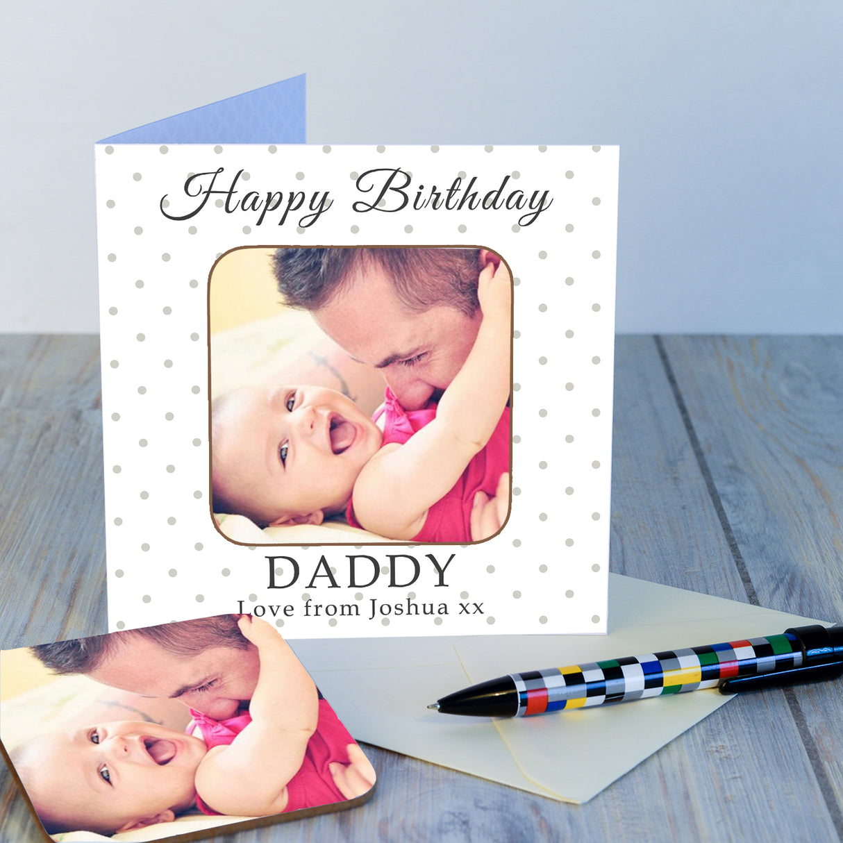 Personalised Happy Birthday Photo Coaster Card - Greeting Cards at Gift Moments