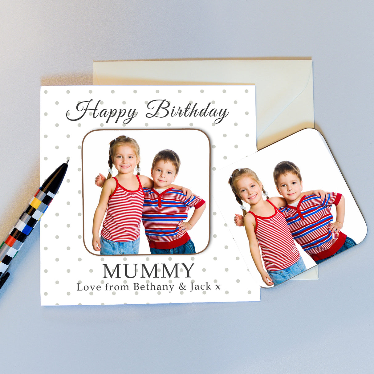 Personalised Happy Birthday Photo Coaster Card - Greeting Cards at Gift Moments