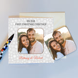 Personalised On Our First Christmas Photo Coaster Card - Greeting Cards at Gift Moments