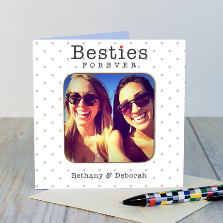 Personalised Besties Forever Photo Upload Coaster Card Default Title - Greeting Cards at Gift Moments