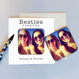 Personalised Besties Forever Photo Upload Coaster Card - Greeting Cards at Gift Moments