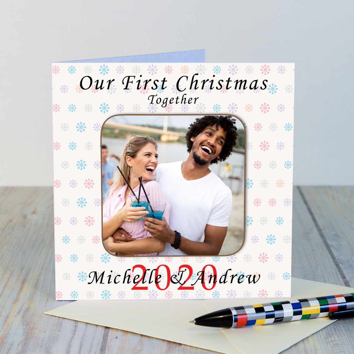 Personalised Our First Christmas Together Photo Coaster Card - Greeting Cards at Gift Moments