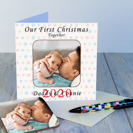 Personalised Our First Christmas Together Photo Coaster Card - Greeting Cards at Gift Moments