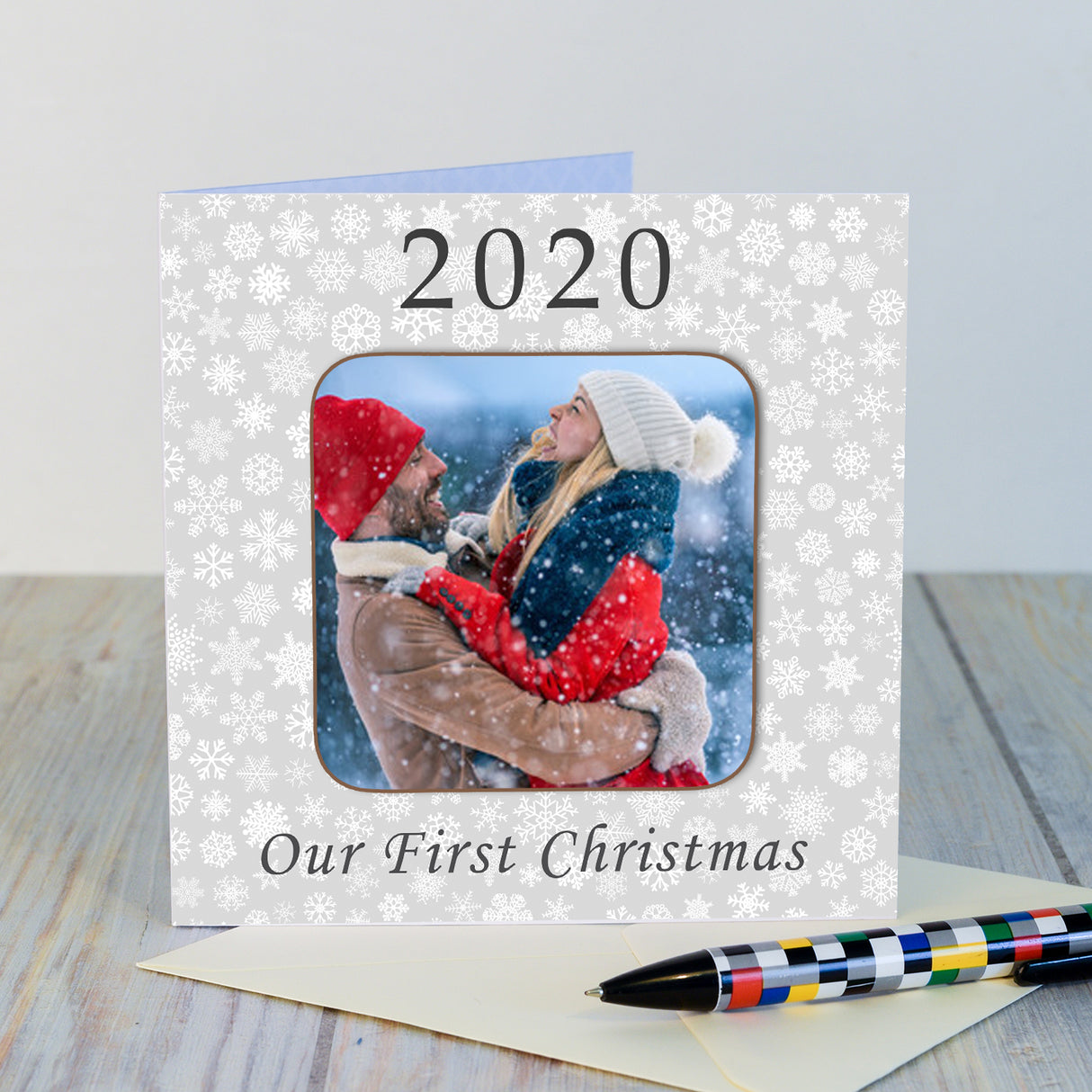 Personalised Our First Christmas Year Photo Coaster Card Default Title - Greeting Cards at Gift Moments