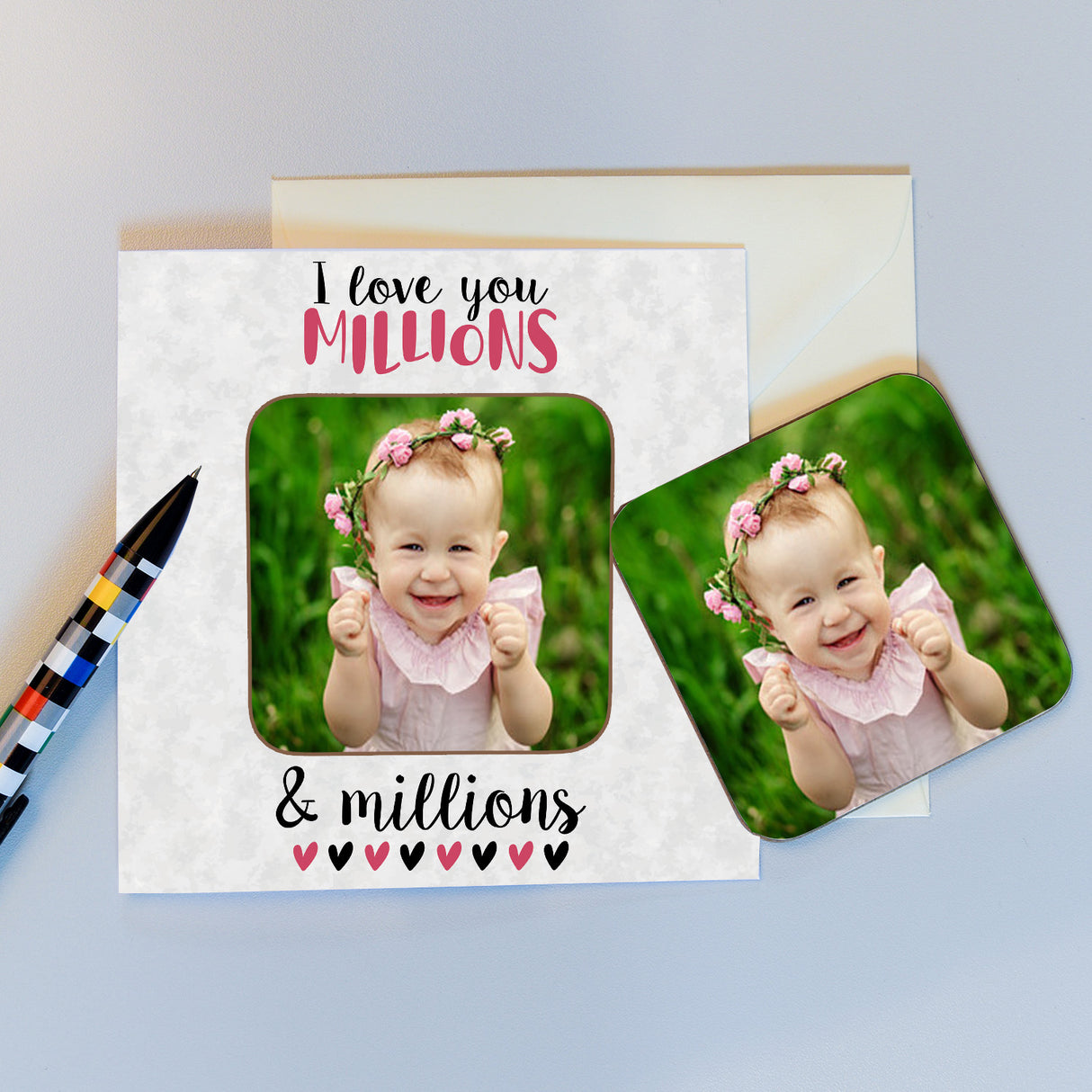 Personalised I Love You Millions Photo Coaster Card - Greeting Cards at Gift Moments