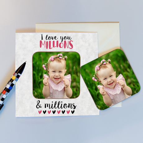 Personalised I Love You Millions Photo Coaster Card - Greeting Cards at Gift Moments