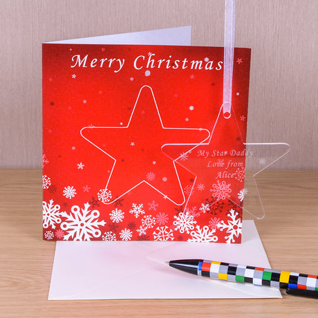 Personalised Christmas Card with Star Decoration - Greeting Cards at Gift Moments