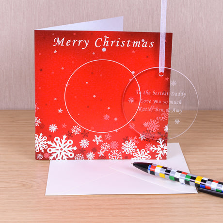 Personalised Christmas Card with Round Decoration - Greeting Cards at Gift Moments