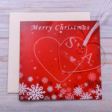 Personalised Christmas Card with Initials Heart Decoration - Greeting Cards at Gift Moments