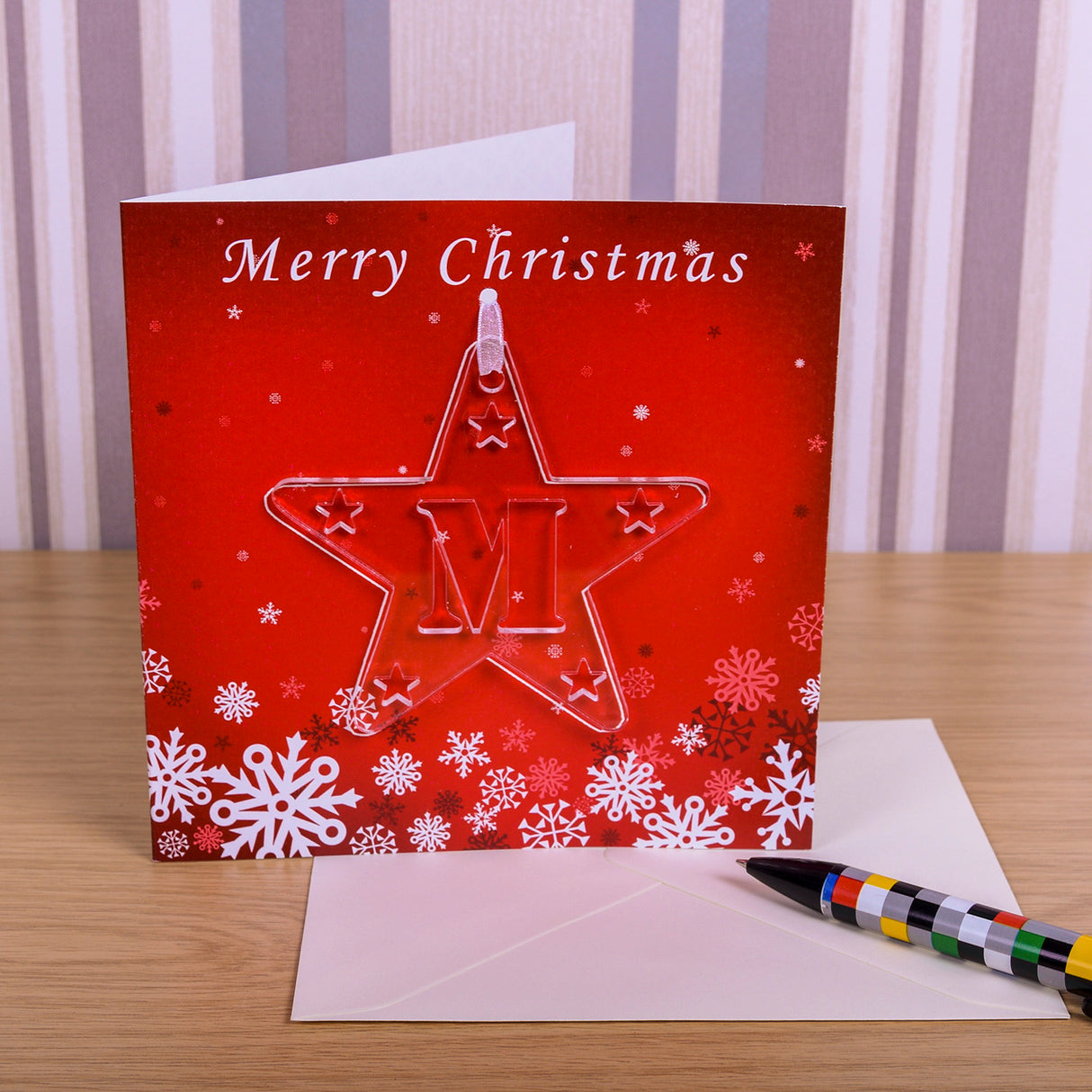 Personalised Christmas Card with Initial Decoration Default Title - Greeting Cards at Gift Moments