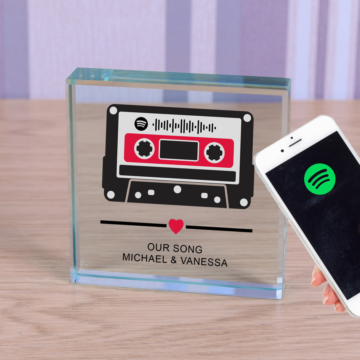 Personalised Spotify Our Song Cassette Glass Token Default Title - Keepsakes at Gift Moments