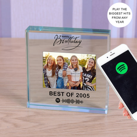 Personalised Birthday Year Spotify Playlist Glass Token - Keepsakes at Gift Moments