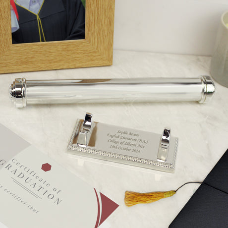 Personalised Plain Silver Plated Certificate Holder - Certificate Holders at Gift Moments