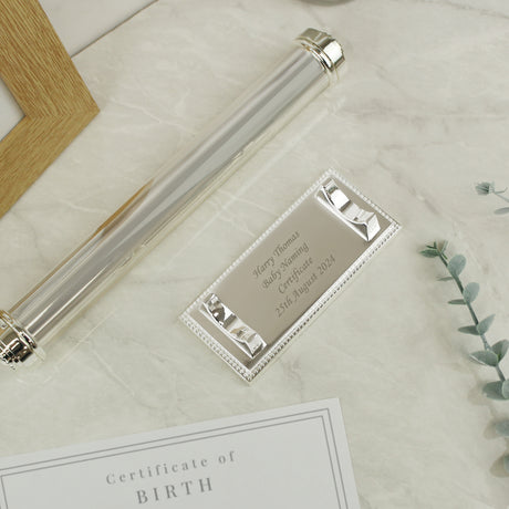 Personalised Plain Silver Plated Certificate Holder - Certificate Holders at Gift Moments