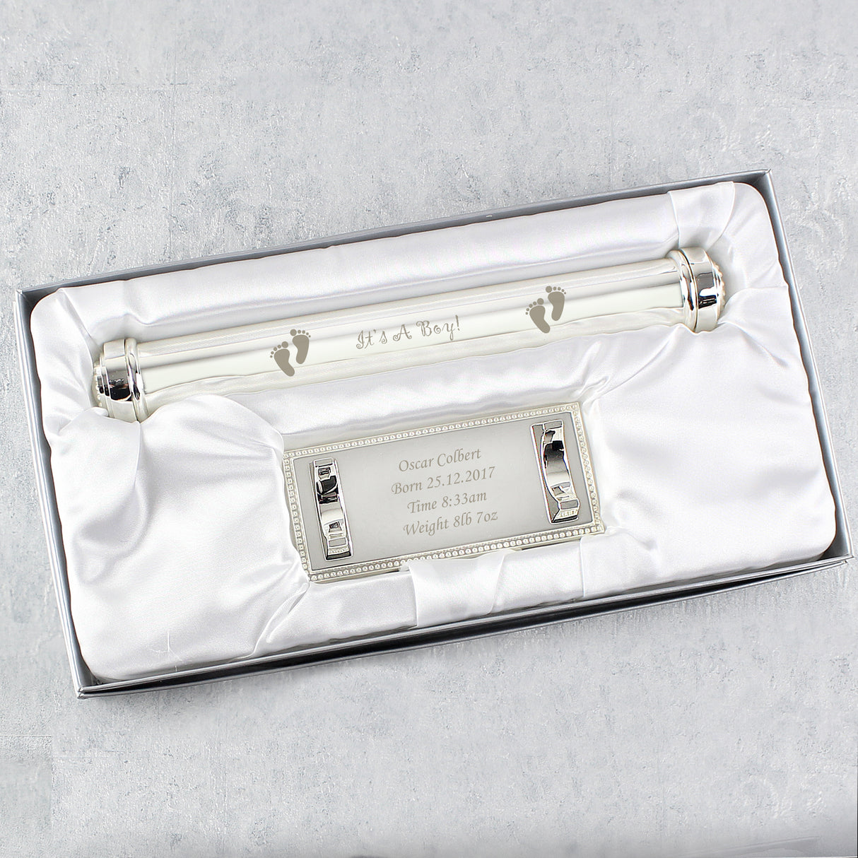 Personalised Its A Boy Silver Plated Certificate Holder - Certificate Holders at Gift Moments