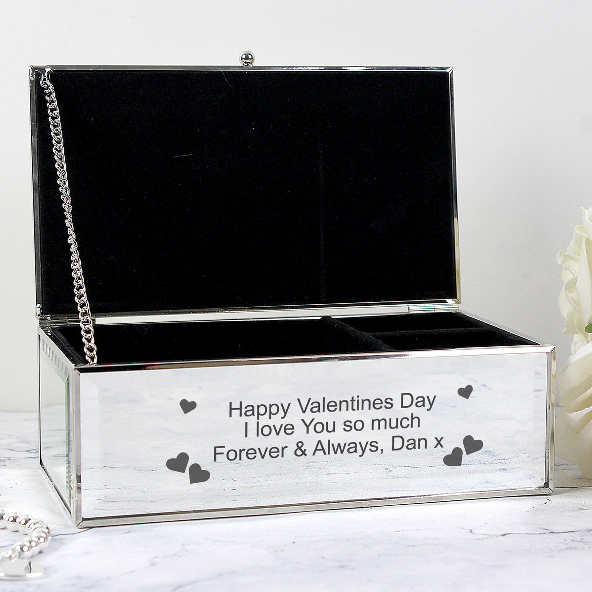 Personalised Hearts Mirrored Jewellery Box: 1 - Jewellery Boxes By Gift Moments