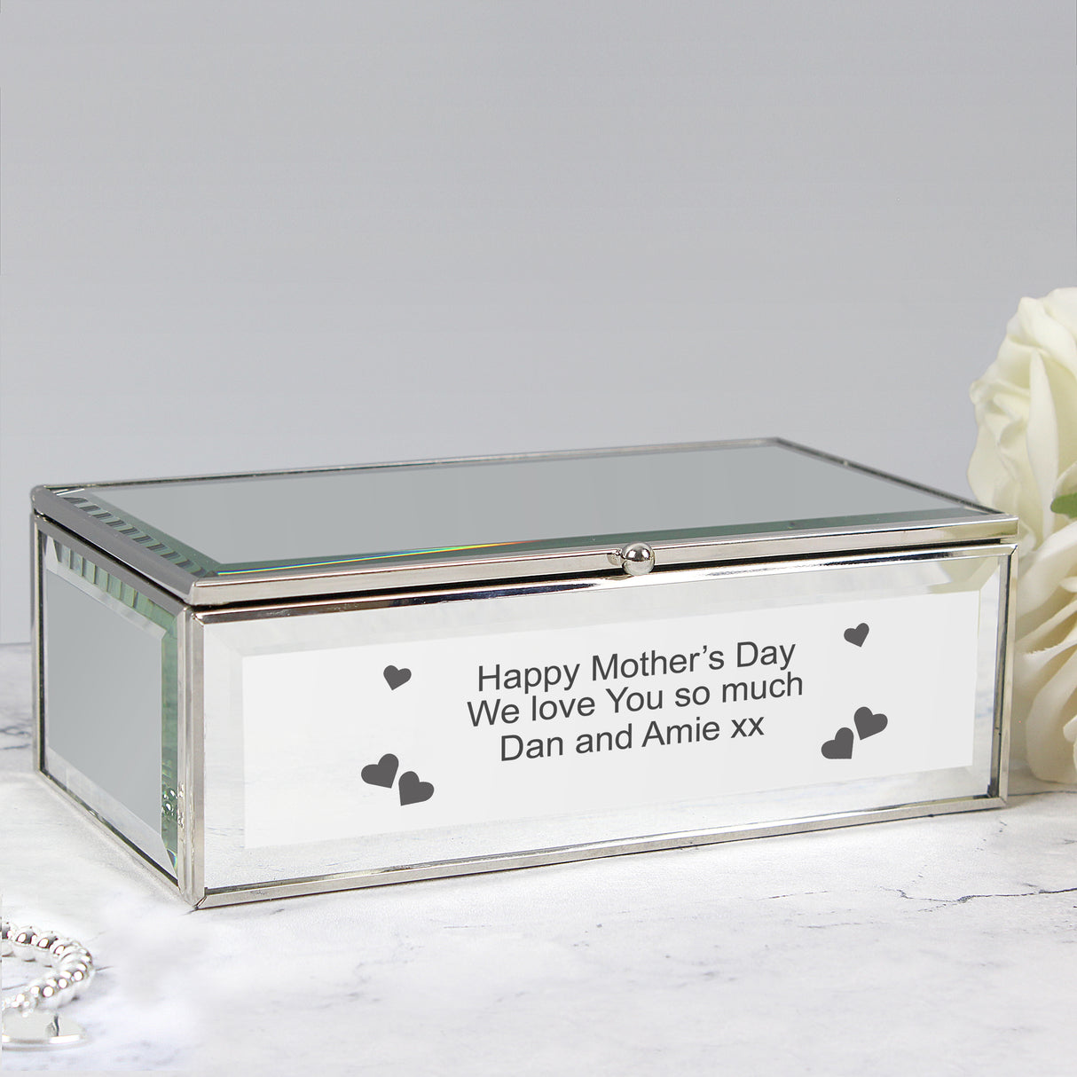 Personalised Hearts Mirrored Jewellery Box: 2 - Jewellery Boxes By Gift Moments