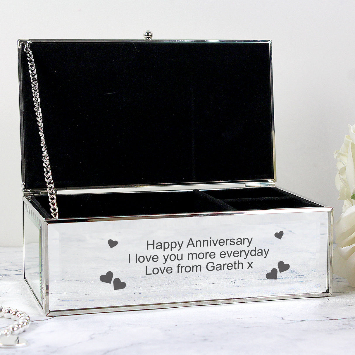 Personalised Hearts Mirrored Jewellery Box: 4 - Jewellery Boxes By Gift Moments