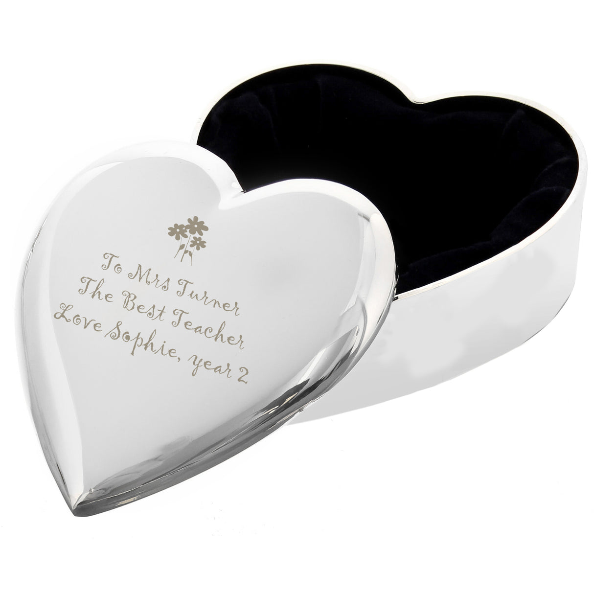 Personalised Teacher Heart Flowers Trinket Box - Trinket Boxes at Gift Moments