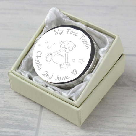 Personalised Teddy My First Tooth Trinket Box - Trinket Boxes at Gift Moments