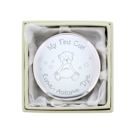 Personalised Teddy My First Curl Trinket Box - Trinket Boxes at Gift Moments