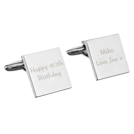 Personalised Any Message Square Cufflinks - 2 lines - Cufflinks & Tie Slides at Gift Moments