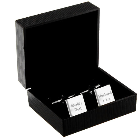 Personalised Any Message Square Cufflinks - 2 lines - Cufflinks & Tie Slides at Gift Moments