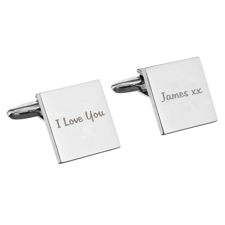 Personalised Any Message Square Cufflinks - 1 line - Cufflinks & Tie Slides at Gift Moments